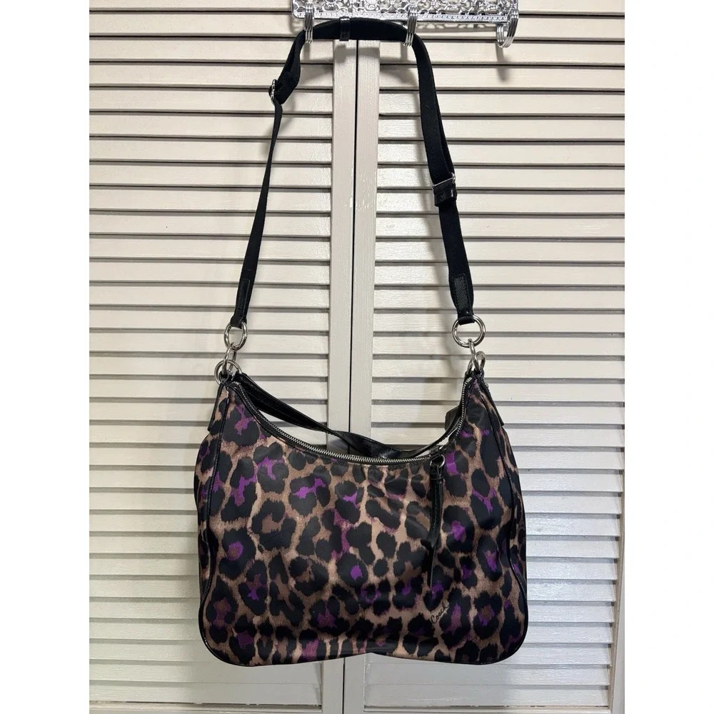 COACH NWT Ocelot Hobo Violet Multi Animal Print F26033 Large Logo
